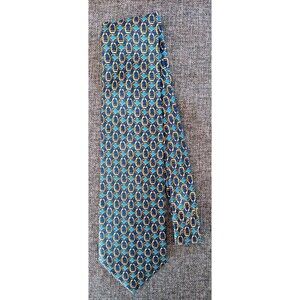Tie 70s 80s 90s Y2K New Vintage Stock Idea Como Blue Yellow 4 Wide 58 Long